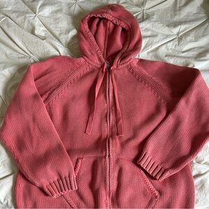 Chico's Womens Size 3 Coral Knit Zip-Up Sweater